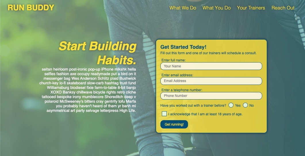 Image of a 'Run Buddy' business website.